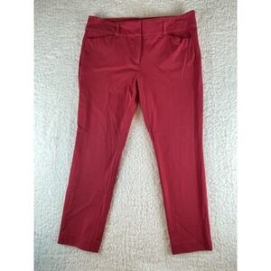 Loft Skinny Ankle Size 8 Petite Pants Women's Red Stretch Trousers Office Casual
